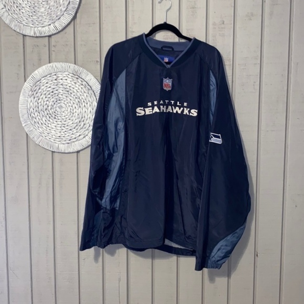 NFL Seattle Seahawks windbreaker jacket Reebok‎ 2XL navy blue vintage